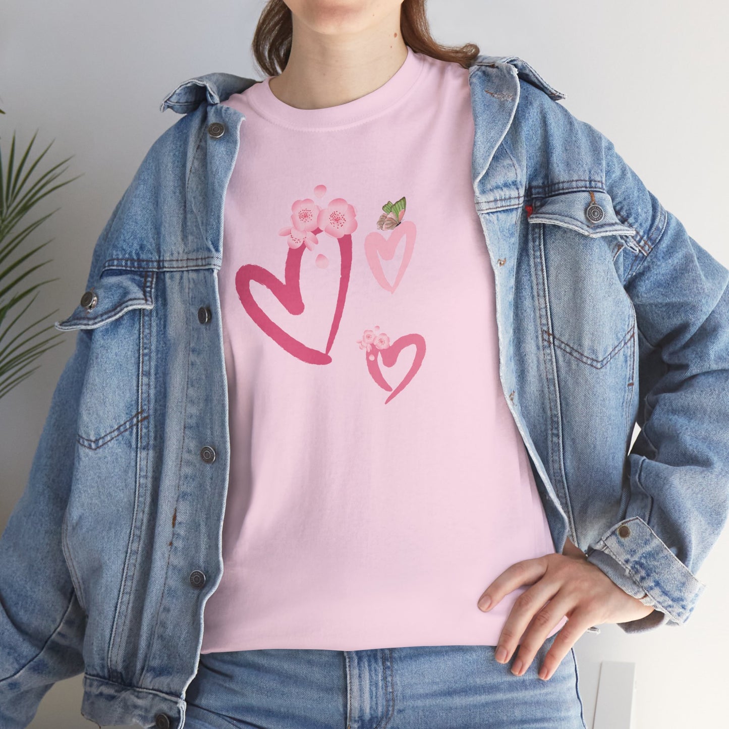 Unisex Heavy Cotton Tee Hearts Adorned
