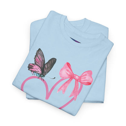 Unisex Heavy Cotton Tee Heart & Butterfly