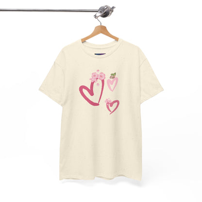 Unisex Heavy Cotton Tee Hearts Adorned