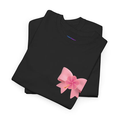 Cute Pink Bow with Flower Accent - Heavy Cotton Tee