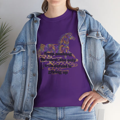 Unisex Heavy Cotton Tee Horse with a Quote Inspiring Success