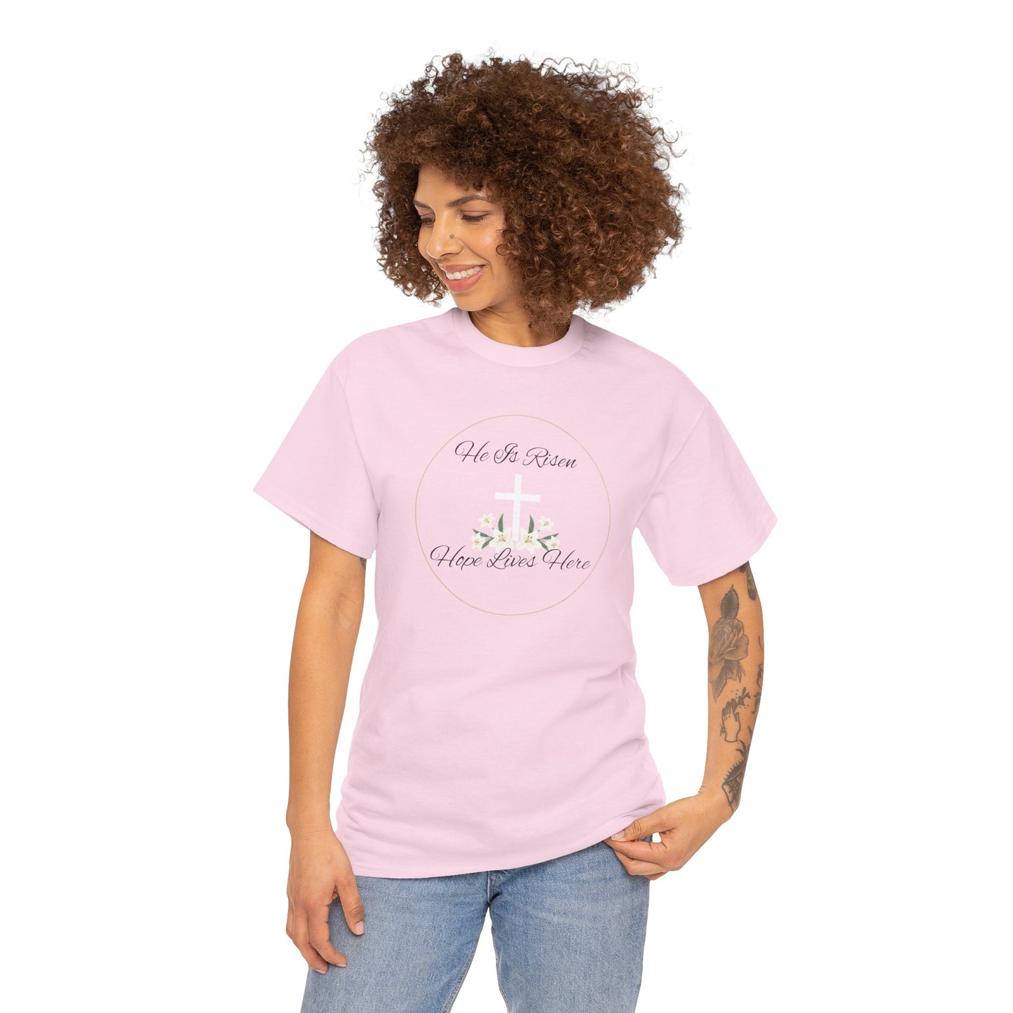 Unisex Heavy Cotton – He is Risen, Hope Lives Here