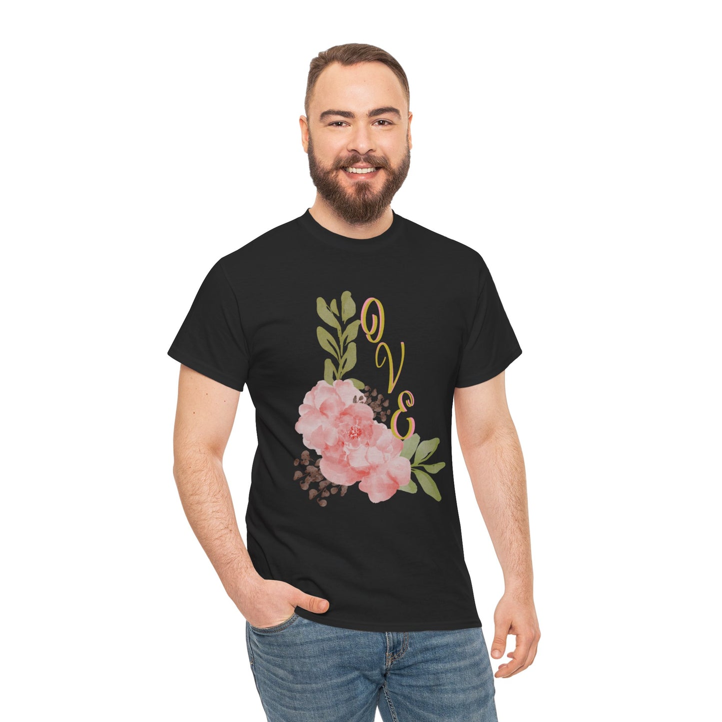 Floral “Love” Design - Unisex Heavy Cotton Tee
