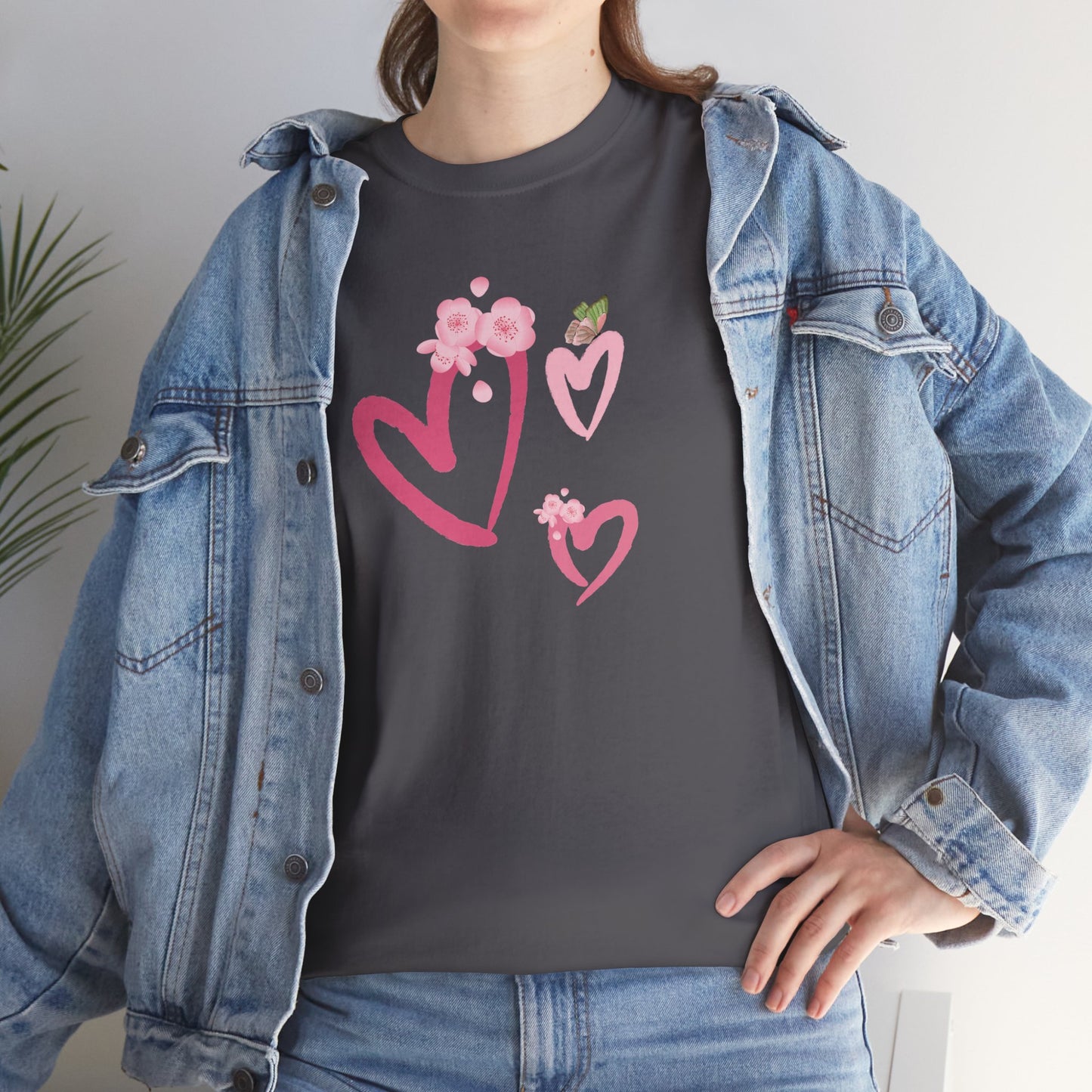 Unisex Heavy Cotton Tee Hearts Adorned
