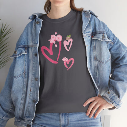Unisex Heavy Cotton Tee Hearts Adorned