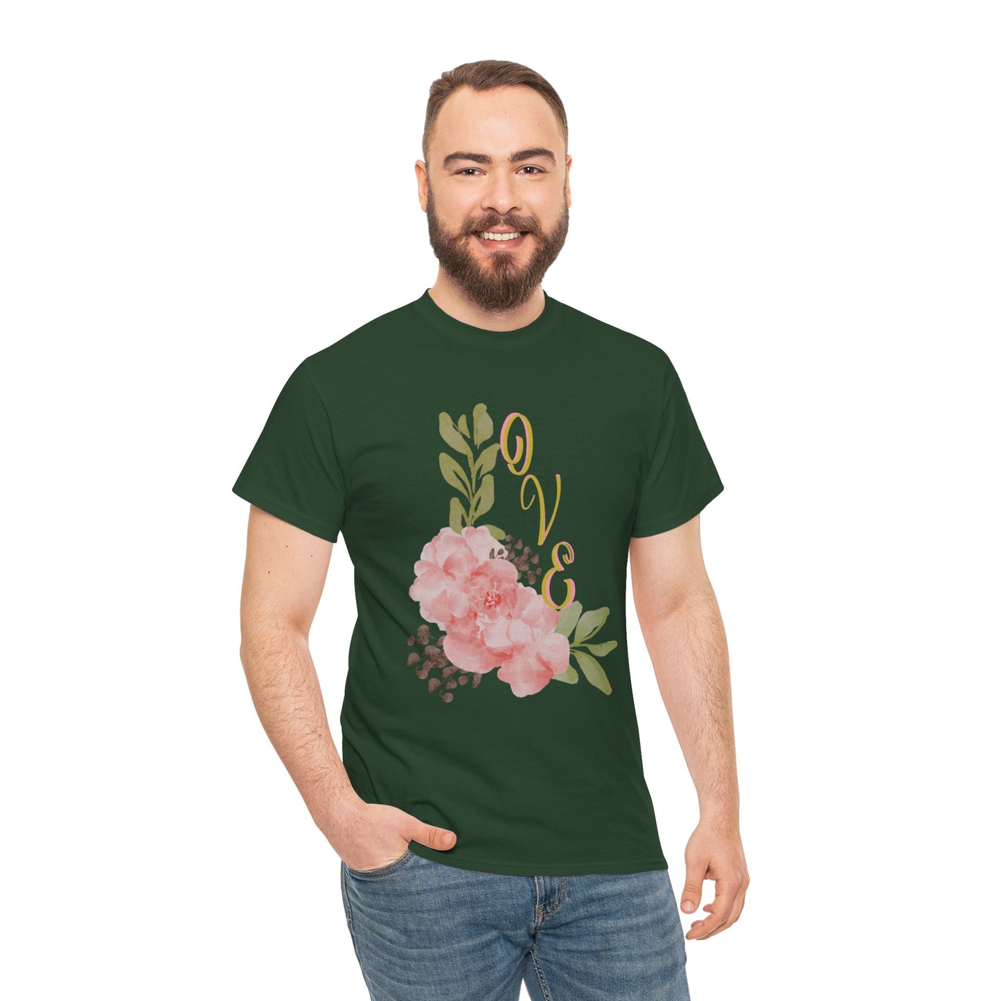 Floral “Love” Design - Unisex Heavy Cotton Tee