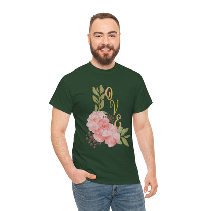 Floral “Love” Design - Unisex Heavy Cotton Tee