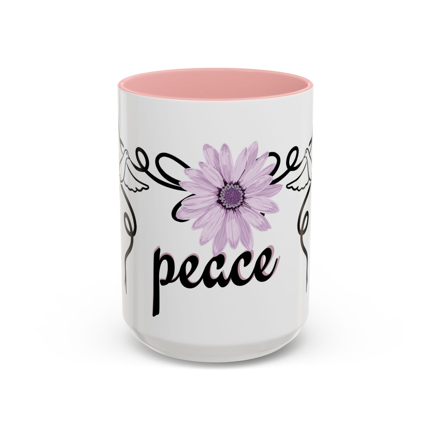Accent Coffee Mug - Doves with Flower & Peace