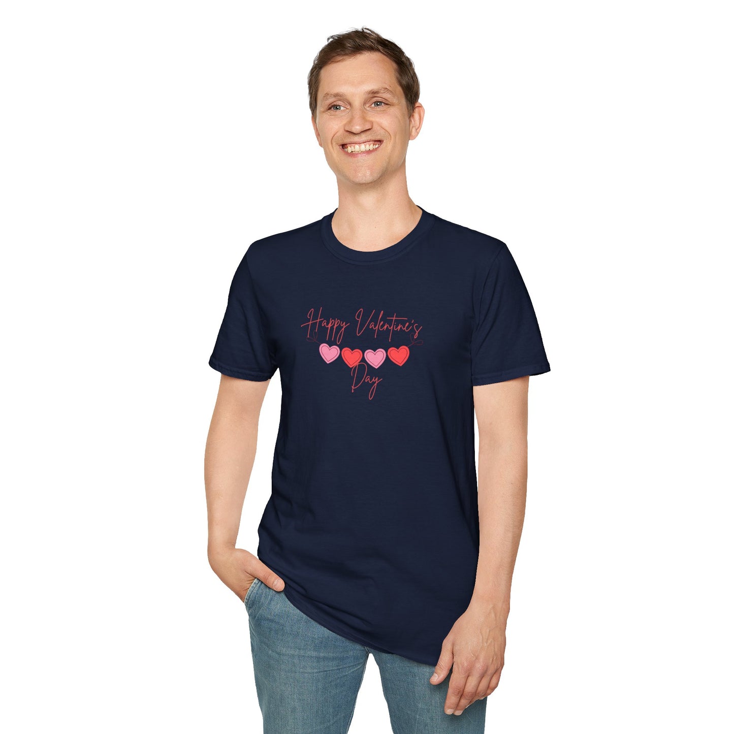 Unisex Softstyle T-Shirt Happy Valentine's Day Four Hearts