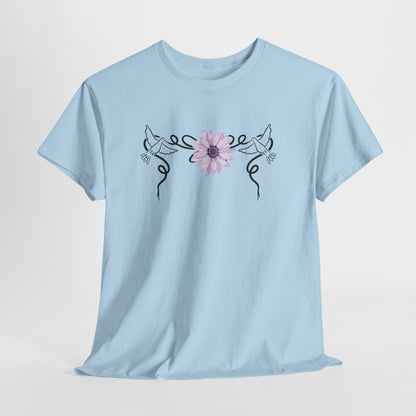 Unisex Heavy Cotton Tee - Doves with Flower