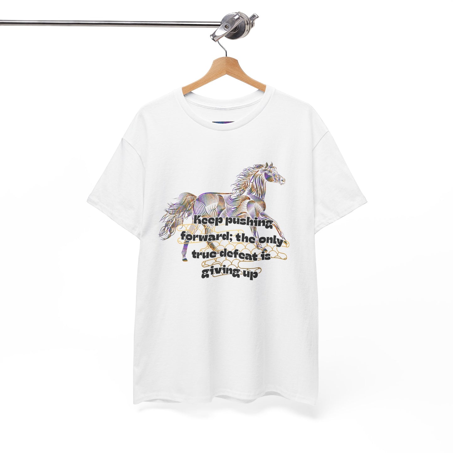 Unisex Heavy Cotton Tee Horse with a Quote Inspiring Success