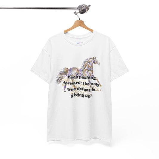 Unisex Heavy Cotton Tee Horse with a Quote Inspiring Success