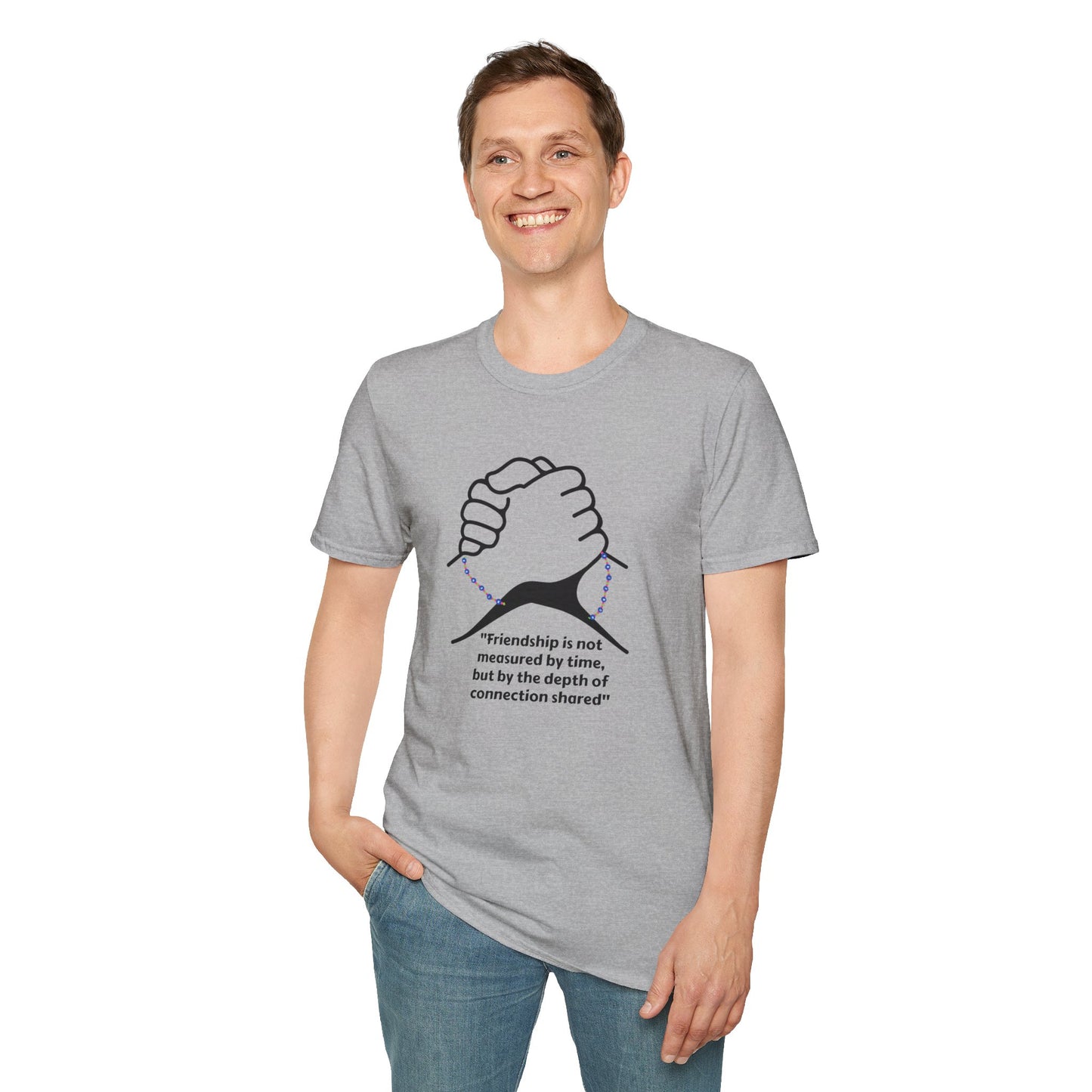 Unisex Softstyle T-Shirt Clasped Hands with Quote of Friendship