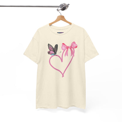 Unisex Heavy Cotton Tee Heart & Butterfly