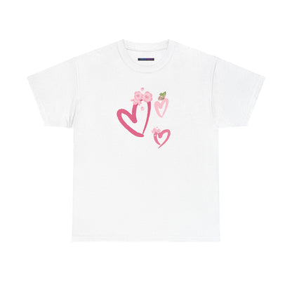 Unisex Heavy Cotton Tee Hearts Adorned