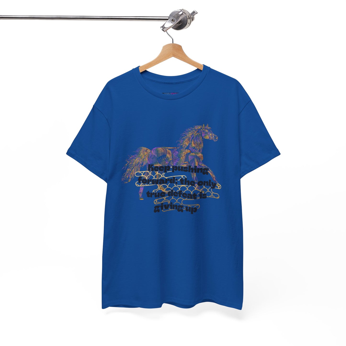 Unisex Heavy Cotton Tee Horse with a Quote Inspiring Success