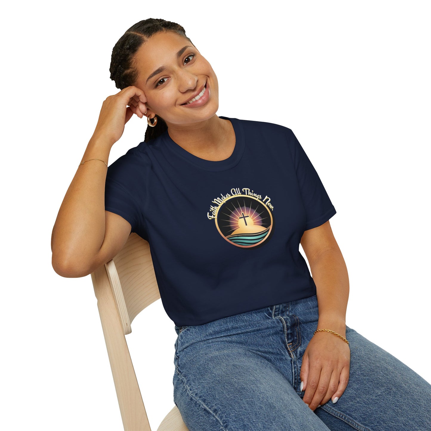 Unisex Softstyle T-Shirt - Shining Cross, Faith Makes All Things New