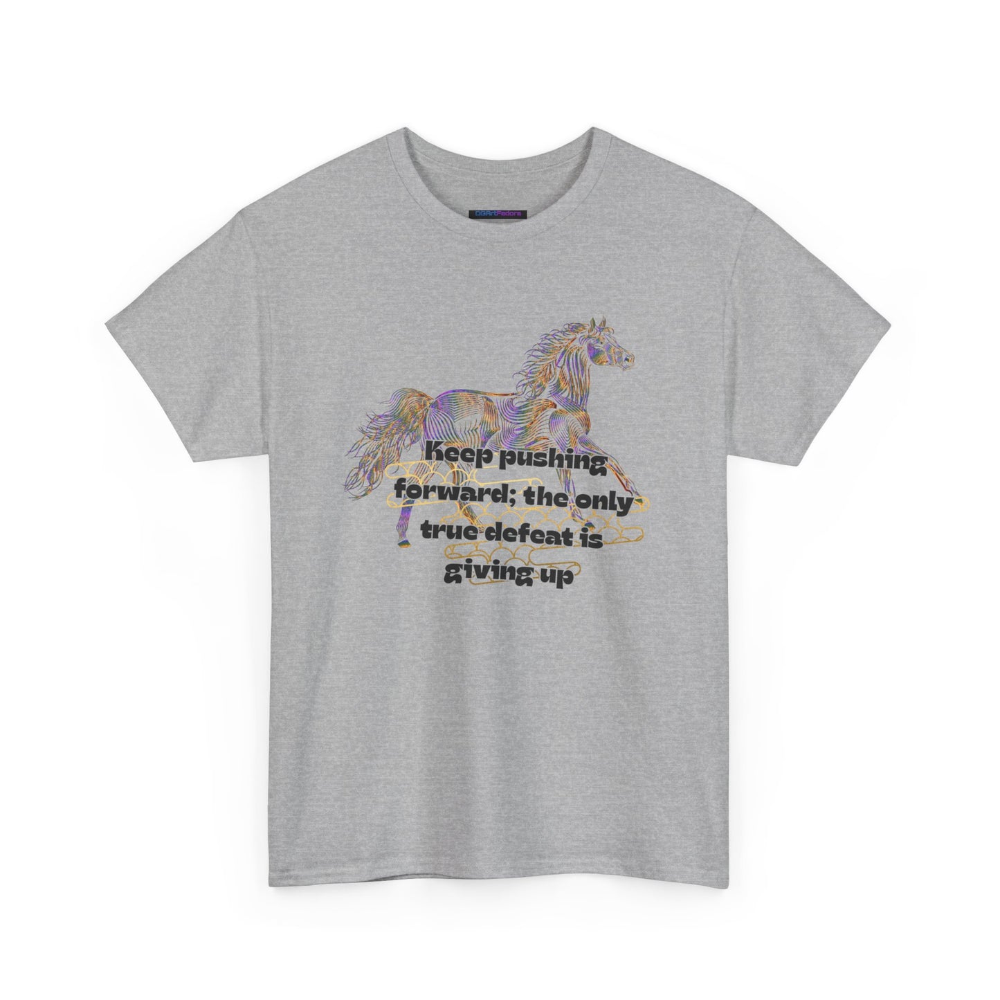 Unisex Heavy Cotton Tee Horse with a Quote Inspiring Success
