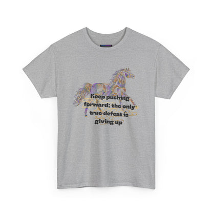 Unisex Heavy Cotton Tee Horse with a Quote Inspiring Success