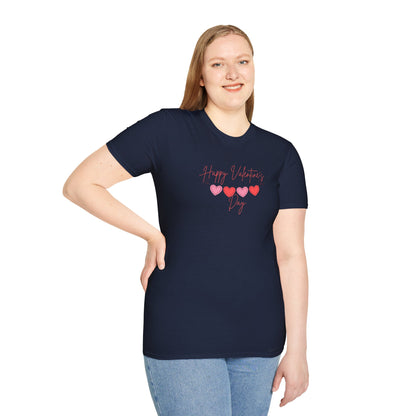 Unisex Softstyle T-Shirt Happy Valentine's Day Four Hearts