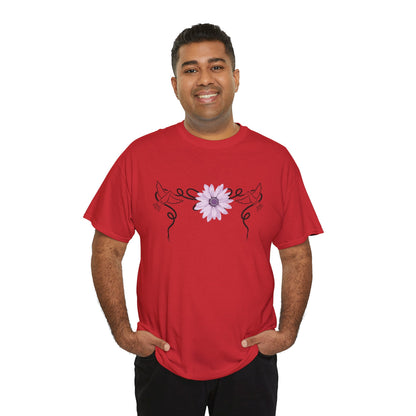 Unisex Heavy Cotton Tee - Doves with Flower