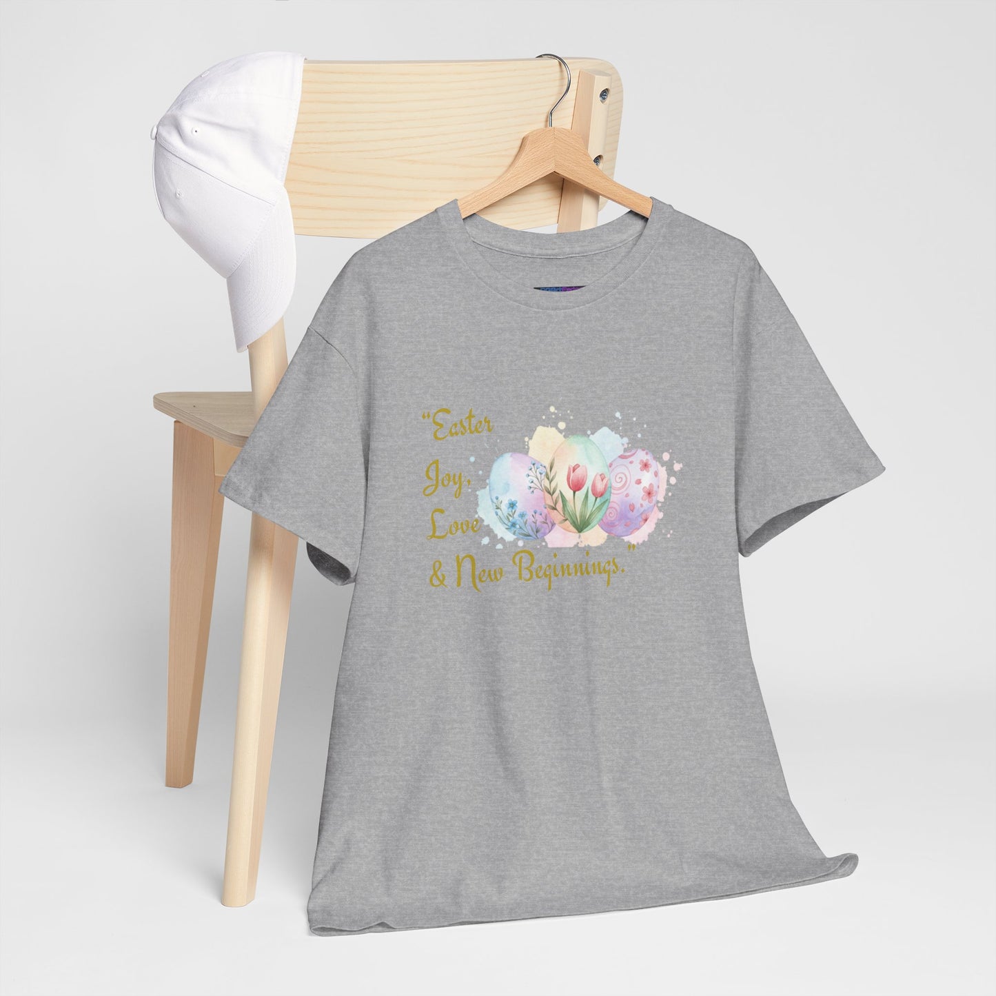 Unisex Heavy Cotton Tee - Easter, Joy, Love, & New Beginnings