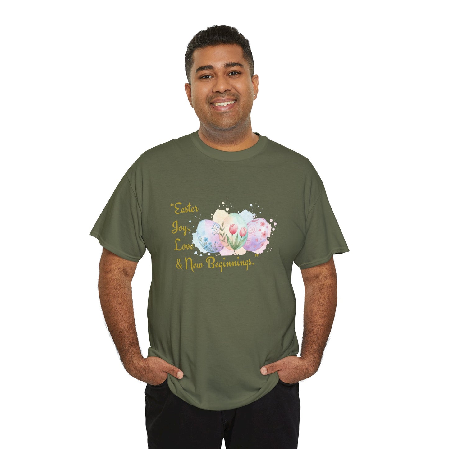 Unisex Heavy Cotton Tee - Easter, Joy, Love, & New Beginnings