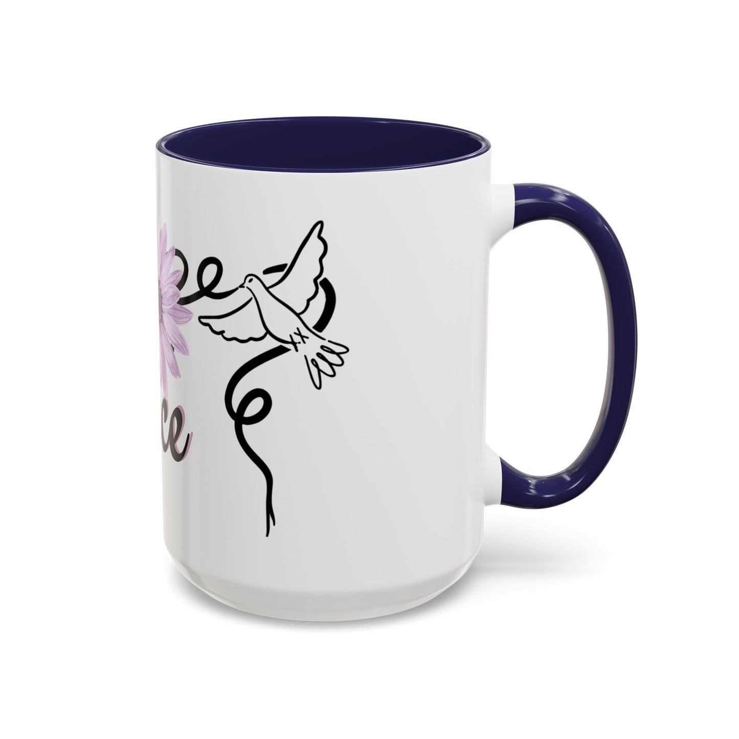 Accent Coffee Mug - Doves with Flower & Peace