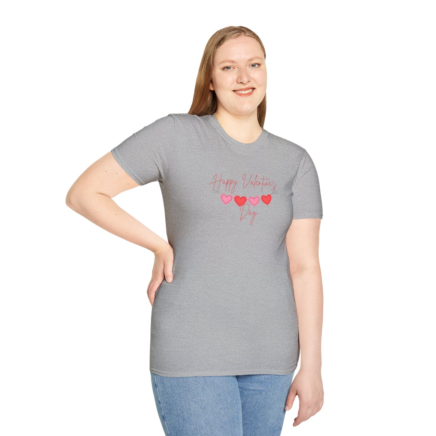 Unisex Softstyle T-Shirt Happy Valentine's Day Four Hearts