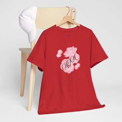 Stylish Mom Lettering with Pink Flowers - Heavy Cotton Tee