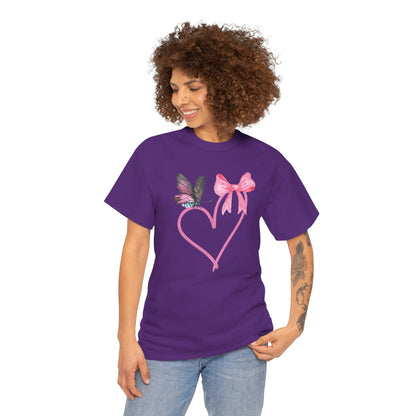 Unisex Heavy Cotton Tee Heart & Butterfly
