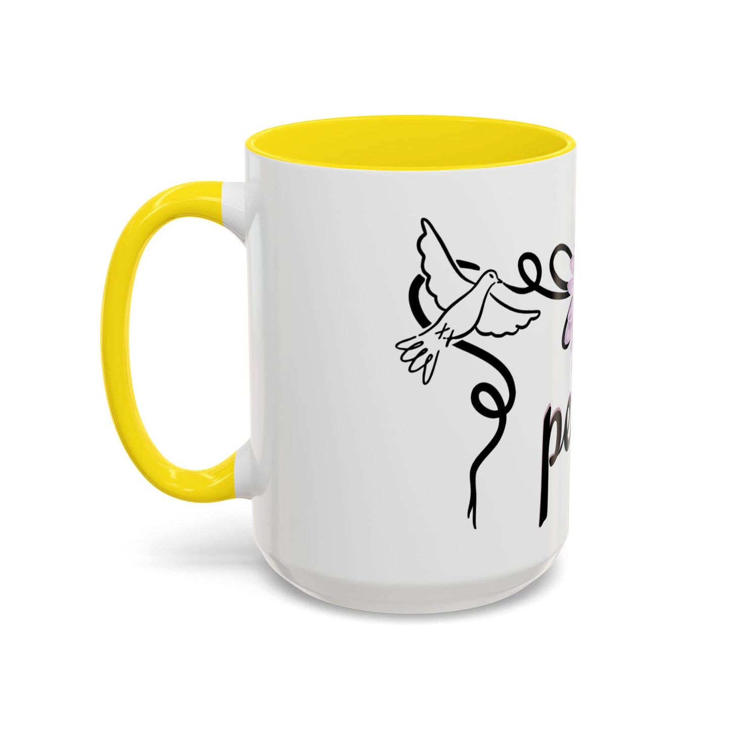 Accent Coffee Mug - Doves with Flower & Peace