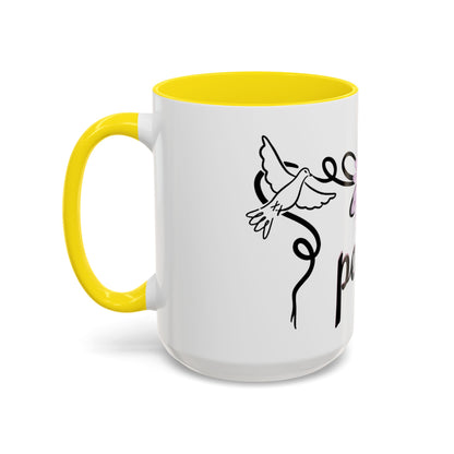 Accent Coffee Mug - Doves with Flower & Peace
