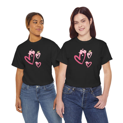 Unisex Heavy Cotton Tee Hearts Adorned