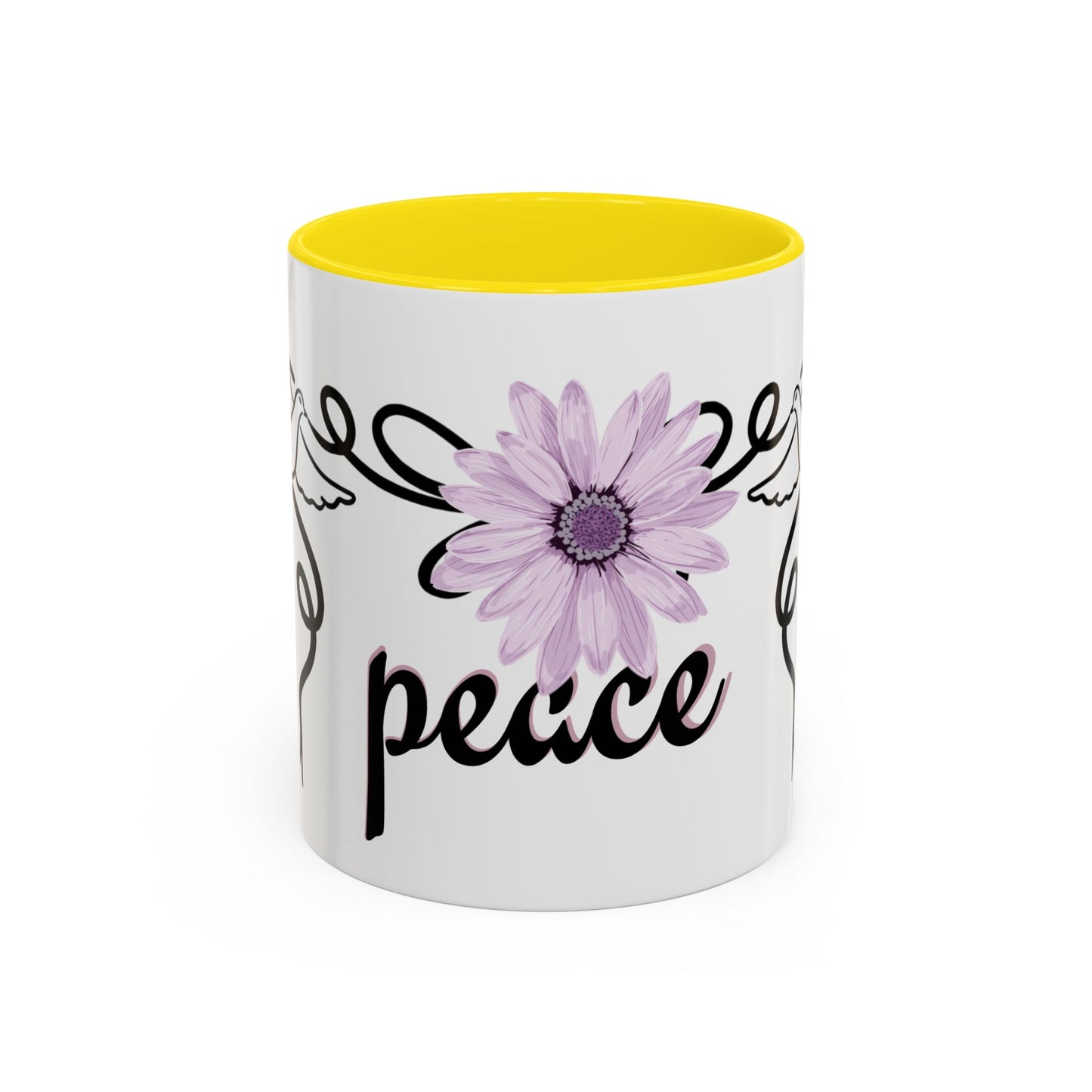 Accent Coffee Mug - Doves with Flower & Peace