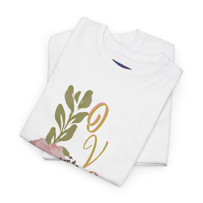 Floral “Love” Design - Unisex Heavy Cotton Tee
