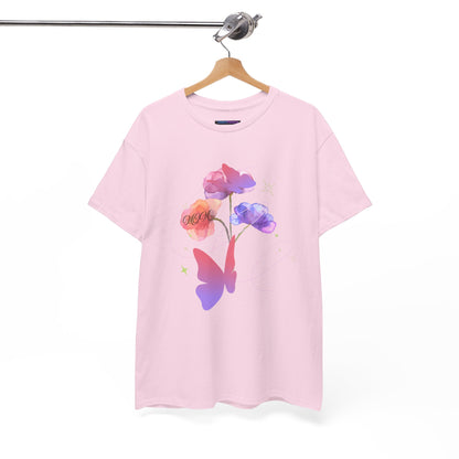 Dreamy Watercolor Flowers & Butterfly - Heavy Cotton Tee