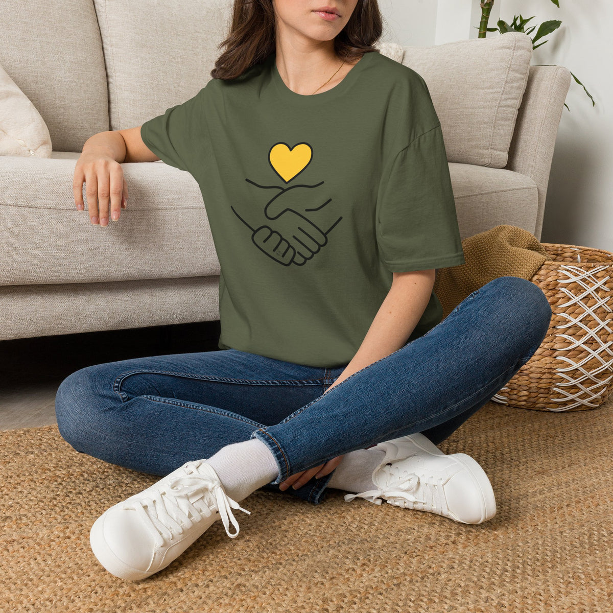 Unisex Softstyle T-Shirt Clasped Hands with Heart