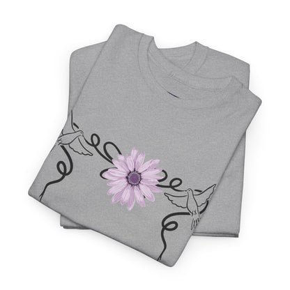 Unisex Heavy Cotton Tee - Doves with Flower