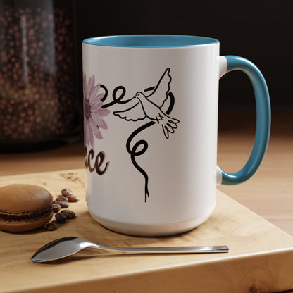 Accent Coffee Mug - Doves with Flower & Peace