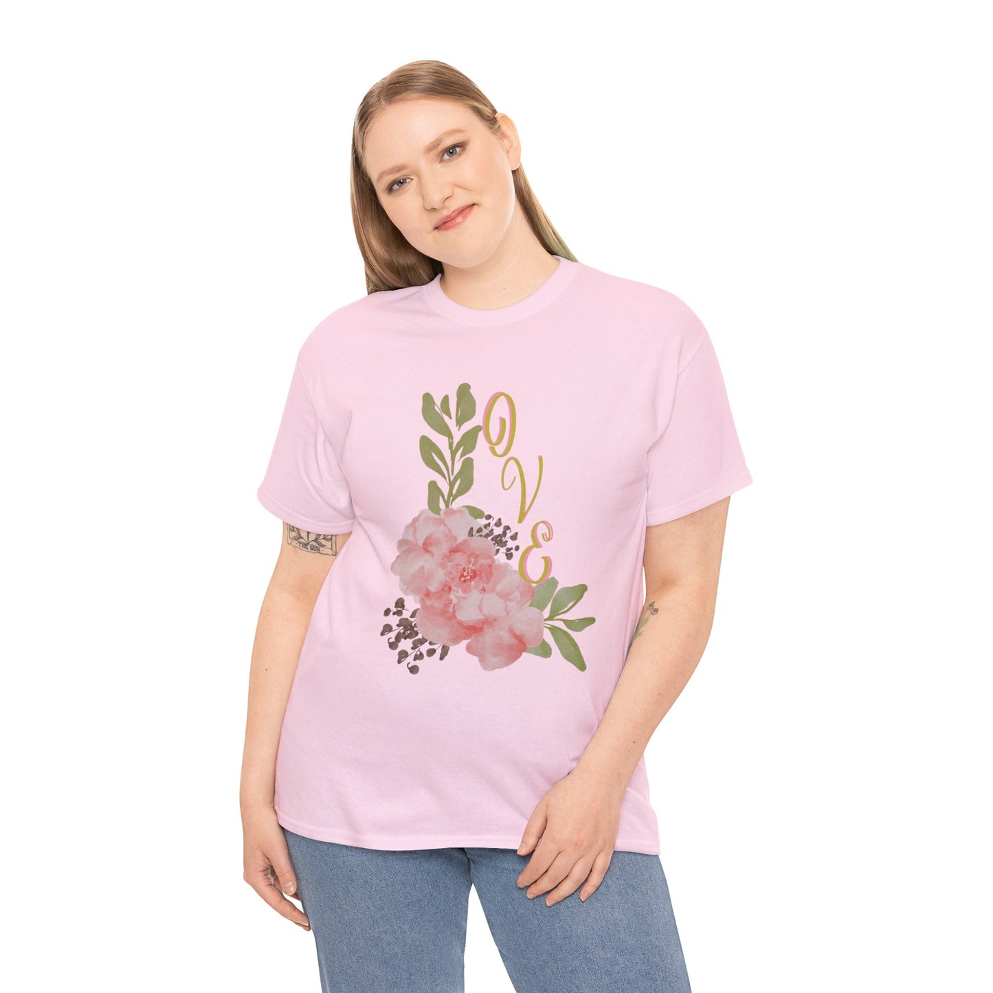 Floral “Love” Design - Unisex Heavy Cotton Tee