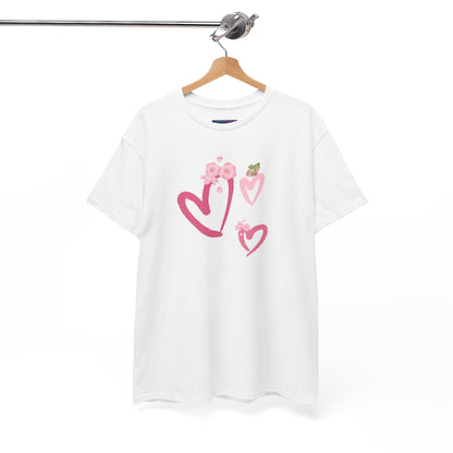 Unisex Heavy Cotton Tee Hearts Adorned