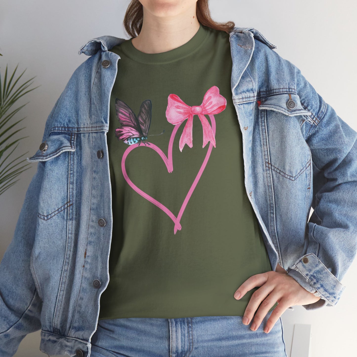 Unisex Heavy Cotton Tee Heart & Butterfly