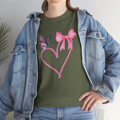 Unisex Heavy Cotton Tee Heart & Butterfly