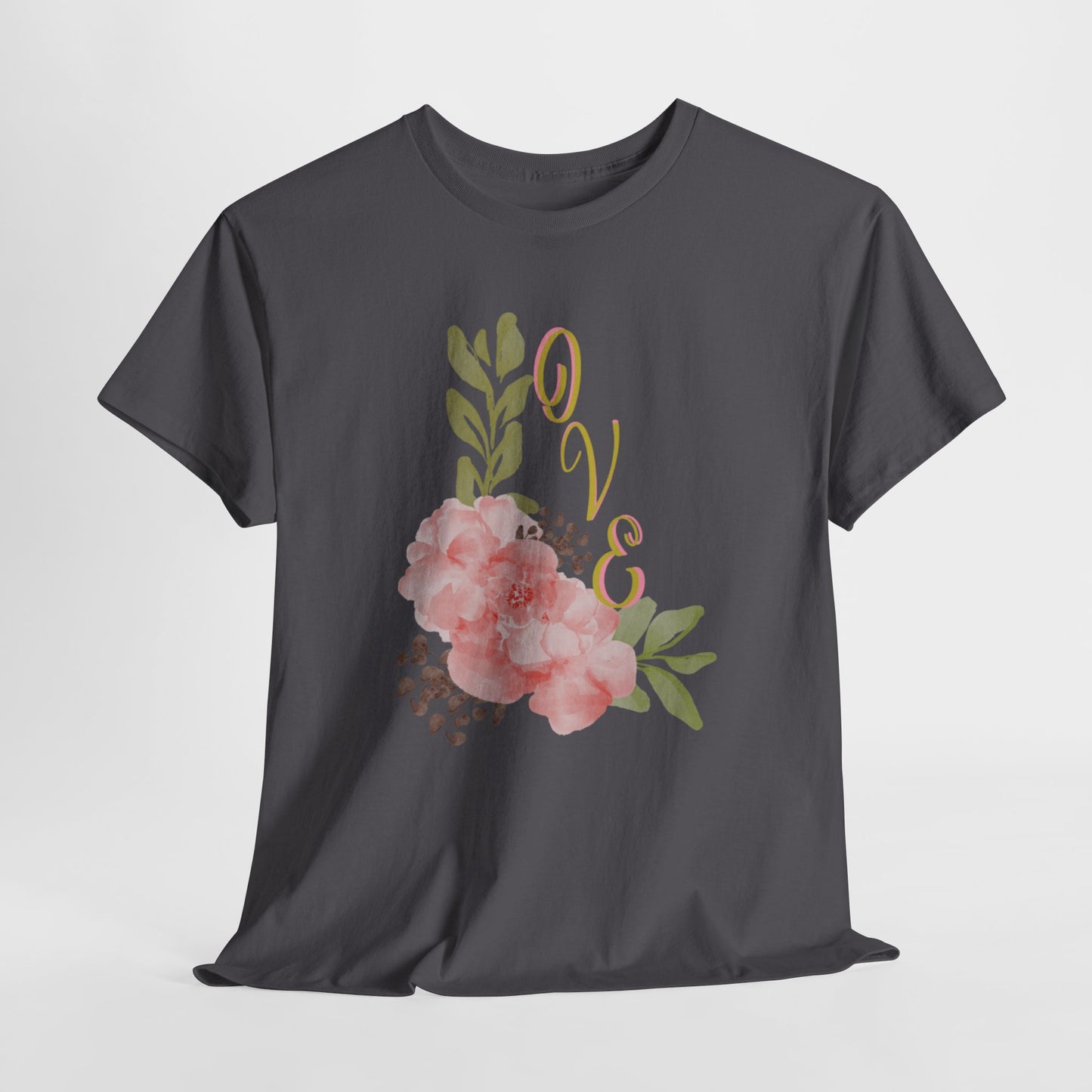 Floral “Love” Design - Unisex Heavy Cotton Tee