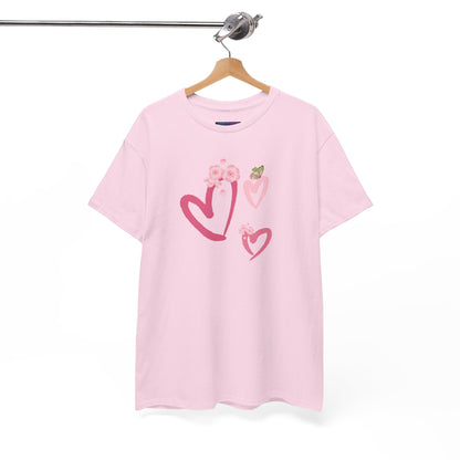 Unisex Heavy Cotton Tee Hearts Adorned