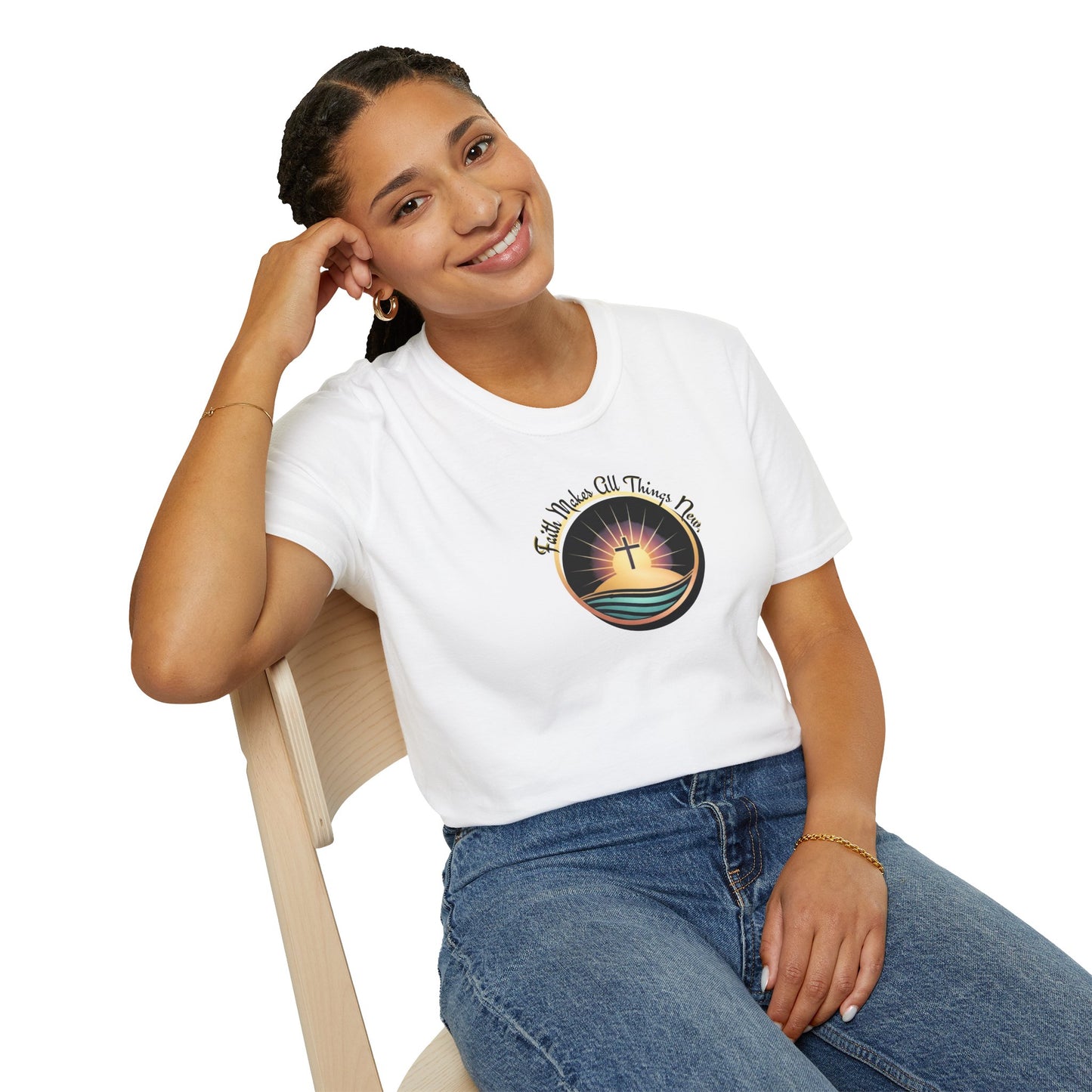 Unisex Softstyle T-Shirt - Shining Cross, Faith Makes All Things New