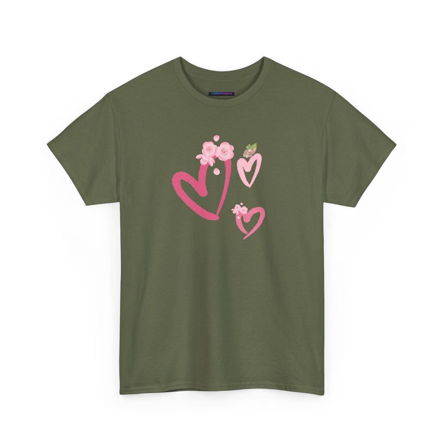 Unisex Heavy Cotton Tee Hearts Adorned
