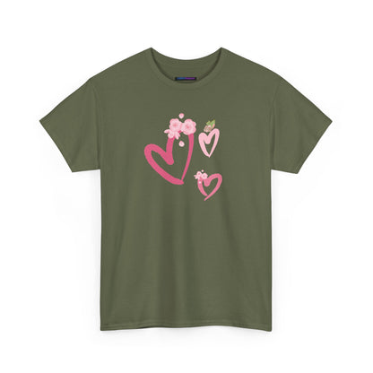 Unisex Heavy Cotton Tee Hearts Adorned