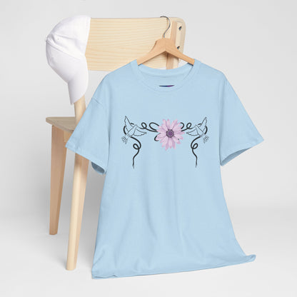 Unisex Heavy Cotton Tee - Doves with Flower
